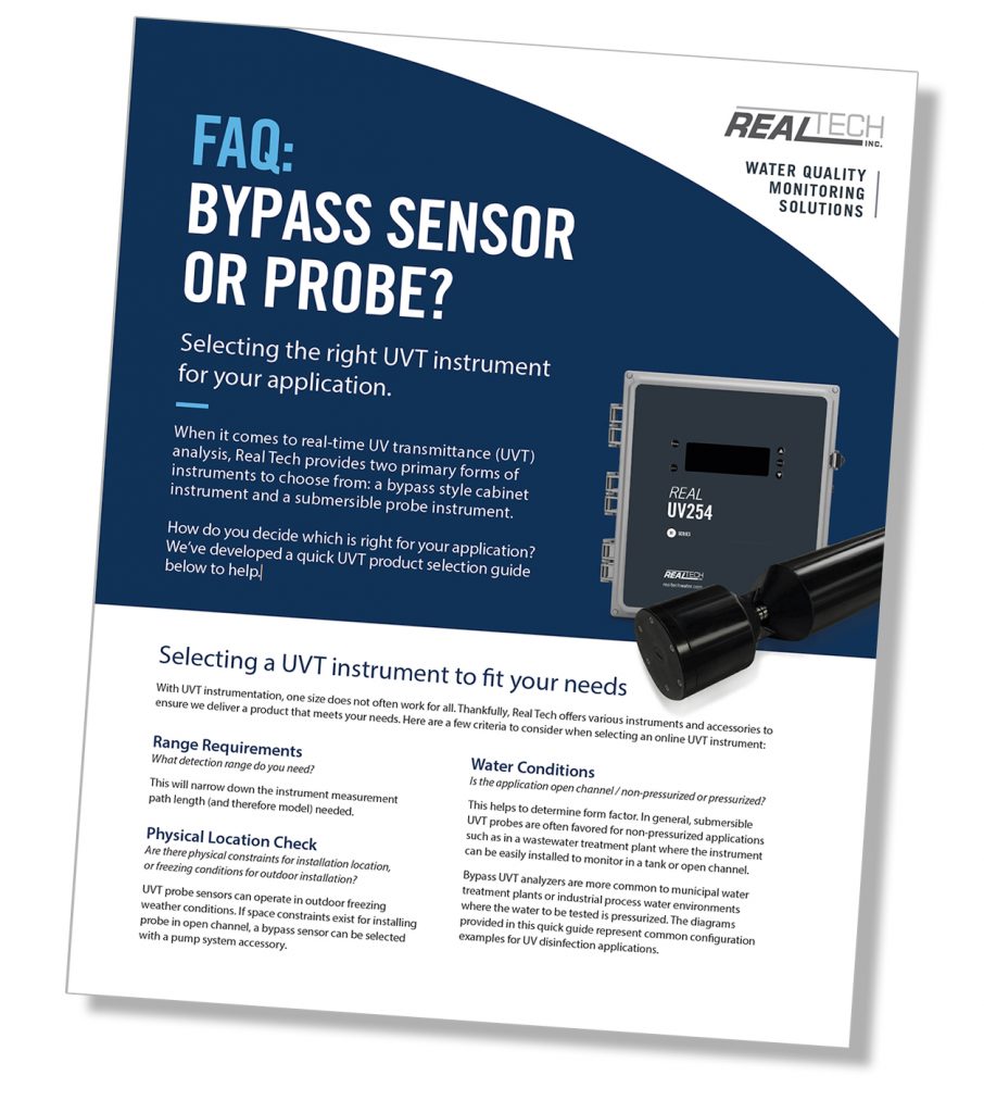 UVT Sensor Probe or Bypass for UV Disinfection Applications